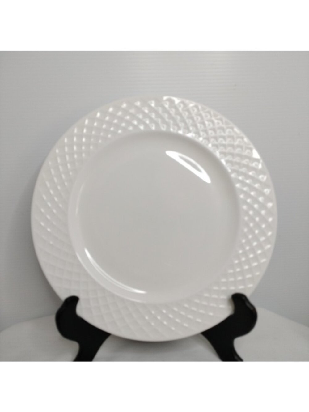 Set/5 Mikasa Bone China TRELLIS White Salad 9" Plates Lattice Design NIB